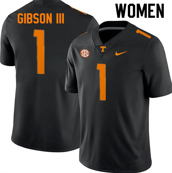 Women #1 Rickey Gibson III Tennessee Volunteers College Football Jerseys Stitched-Black